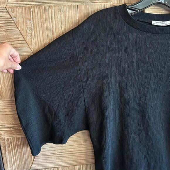 Zara Trafaluc Women's Black Top Size S Textured Fabric - Picture 2 of 4